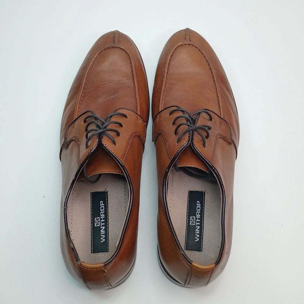Winthrop Brooks Mens Size 8 Brown Leather Apron Split Toe Derby Dress‎ Shoes